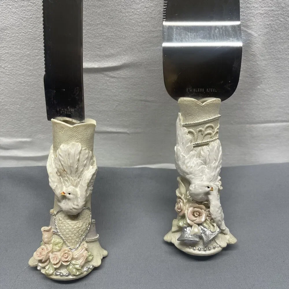 Vintage Wedding Shower Party 2pc Cake Set Knife & Server with Original Box Kitch